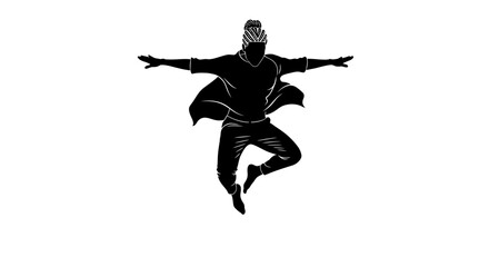 Dynamic silhouette of a male dancer mid-air with arms outstretched, perfect for showcasing freedom, energy, and the power of movement in creative projects