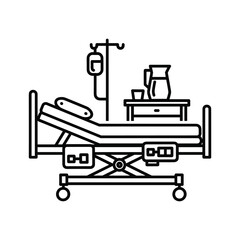Hospital bed icon representing medical care and treatment isolated on