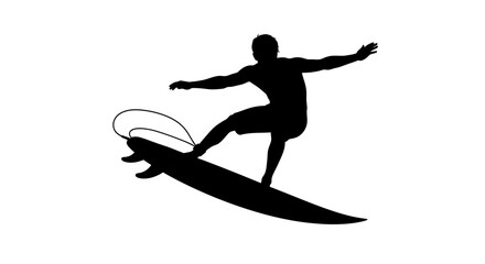 Dynamic surfer silhouette riding the wave, feeling the ocean breeze, perfect for summer vibes and adventure themes, bringing a touch of beach lifestyle