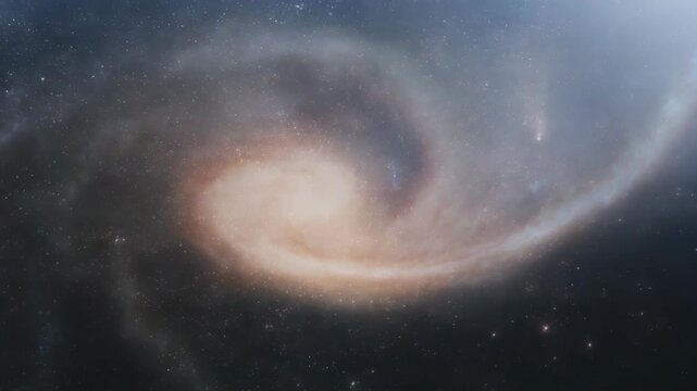 Spectacular spiral galaxy with bright core and cosmic dust, vast expanse of universe, intergalactic celestial artwork, and space exploration