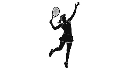 Dynamic silhouette of a tennis player serving with power and precision, embodying athleticism and competitive spirit for sports marketing and fitness promotions