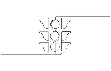 Continuous one line drawing of traffic lights with to regulate vehicle travel at road intersections, Single line art design vector illustration.