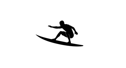 Dynamic surfer silhouette riding ocean waves on a bright sunny day, catching the perfect swell and feeling the thrill of extreme watersports