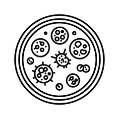 Illustration of a petri dish with bacteria and viruses, isolated on