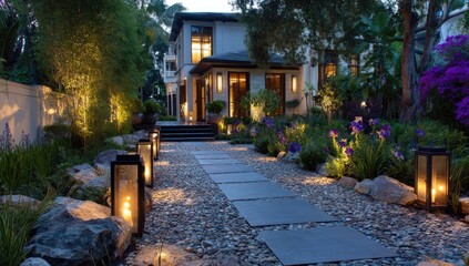 Elegant evening garden path