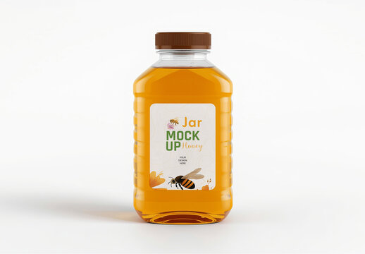 Honey Jar Plastic Bottle Mockup