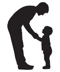 Father holding hands with his child in a heartwarming silhouette