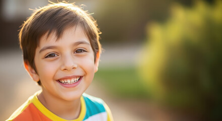 Capturing a heartwarming moment for Father's Day, this portrait of a cheerful little boy radiates pure joy and innocence. Celebrating Father's Day, this vibrant image showcases kid's infectious smile,