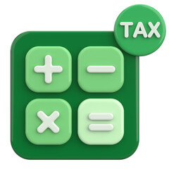 Fototapeta premium 3D Tax Icon Illustration with Calculator and Finance Elements.