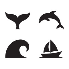 Dolphin marine animal jumping ocean wildlife silhouette design