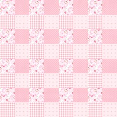 A charming coquette-style seamless pattern featuring cute ribbons, hearts, bows, flowers, and soft pastel colors. Perfect for wrapping paper, stationery, fabric prints, digital backgrounds, scrapbooki
