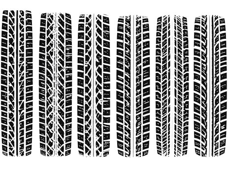 Tire Track Collection - Vector Set of Various Tread Patterns.