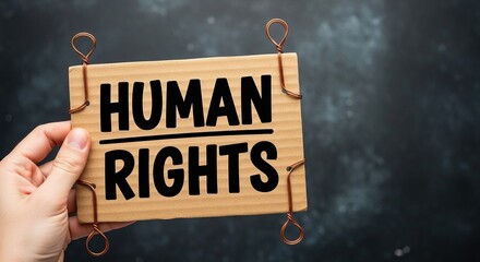 Advocating for human rights with handmade cardboard sign for social justice and equality, perfect for impactful awareness campaigns and community outreach events