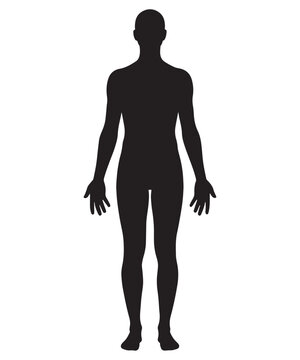 Full body human silhouette standing facing forward silhouette
