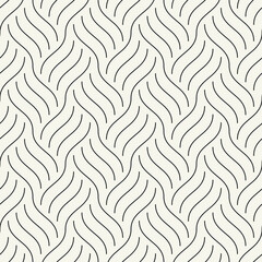 Seamless pattern with geometric waves. Endless stylish texture. Ripple bold monochrome background. Linear weaved grid. Thin interlaced swatch.	