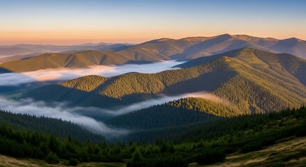 Scenic mountain landscape at sunrise