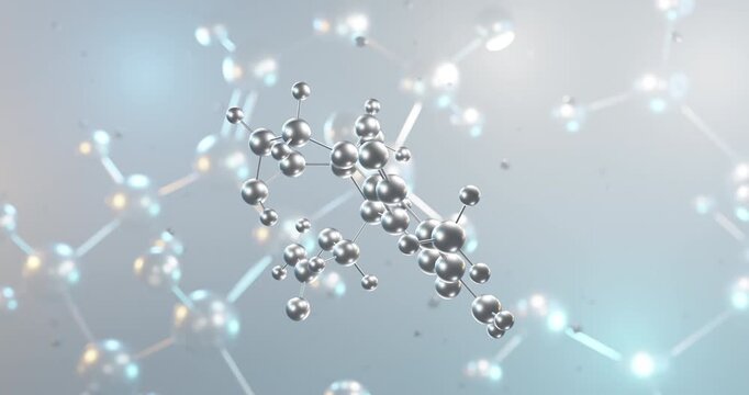 Mitomycin rotating 3d molecule, molecular structure of antineoplastic agent seamless video
