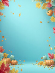 Thanksgiving feast with golden roasted turkey, orange pumpkin pie, crimson apples, and fall leaves on rustic wooden table, celebrating harvest season with family and gratitude