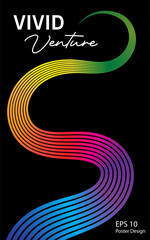 Vibrant Gradient Line Poster design template with Modern Abstract  neon Flowing curve wavy lines, 