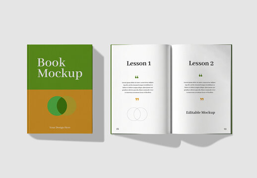 Open Hard Cover Book Mockup Template