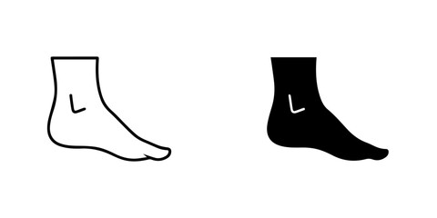 Ankle icon isolated on, foot anatomy in black and white, body part and healthcare
