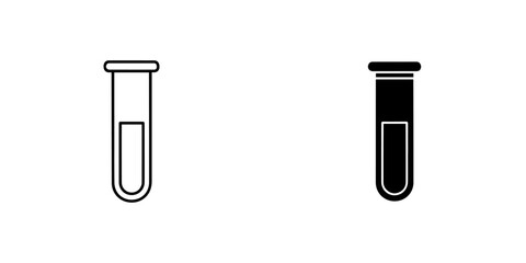 Illustration of a test tube with liquid isolated on, in black and white versions