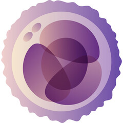 Monocyte Blood Cell Illustration In Purple Hues With Transparent Background And Detailed Cytoplasm...
