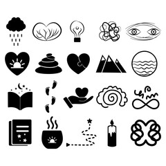 Minimalist Black and White Mystical Symbols Icon Set Collection