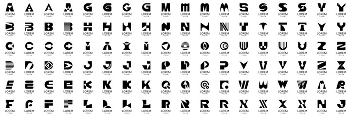 Abstract logos collection with letters. Geometrical abstract logos. Icon design