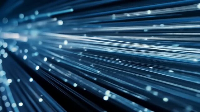 Abstract blue light streaks creating a dynamic visual effect, suggesting speed and technology in motion - Powered by Adobe