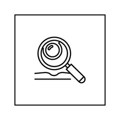 Illustration of a magnifying glass examining a surface isolated on