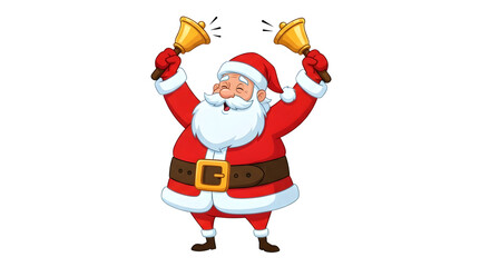 Santa claus ringing christmas bells isolated on transparent background cheerfully