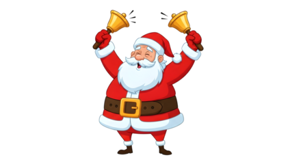 Santa claus ringing christmas bells isolated on transparent background cheerfully