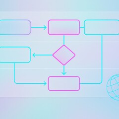 Flowchart illustrating complex decision making processes in digital transformation with interconnected elements and streamlined visual clarity