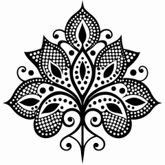 Dotted Filigree vector clean black silhouette design white background