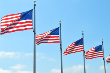 United States flag waving which is a Symbol of Freedom and Democracy the national flag of the United States of America.
