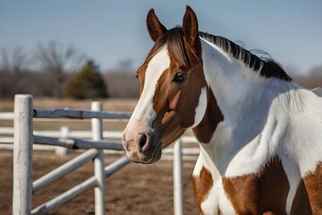 American Paint Horse Standing on White Background
