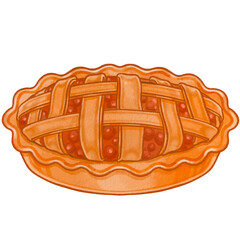 Cranberry Pie in Cute Cartoon Watercolor style