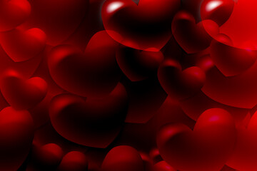 Background with multiple overlapping red heart patterns for Valentine's Day love