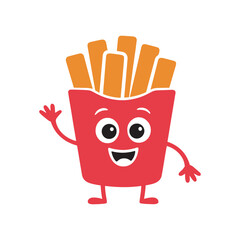 Cute Cartoon French Fries Waving Hello
