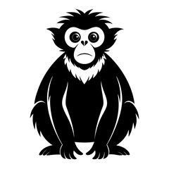 Gibbon vector clean black silhouette design white background