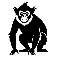 Gibbon vector clean black silhouette design white background
