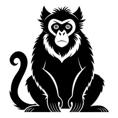 Gibbon vector clean black silhouette design white background