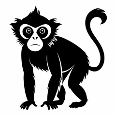 Gibbon vector clean black silhouette design white background