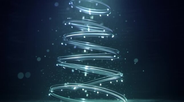 Abstract Glowing Spiral Light Structure Rising Upwards.
