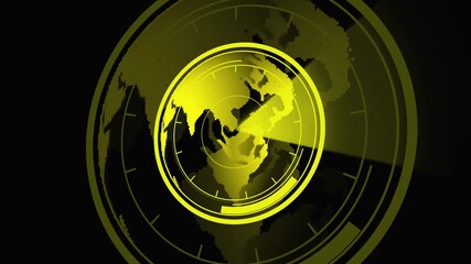 Glowing yellow pixelated Earth with scanning beam and outer rings, animated radar screen, globe visualization, and tech interface.Yellow Pixelated Earth on Radar Screen with Scan Beam and Outer Rings - Powered by Adobe