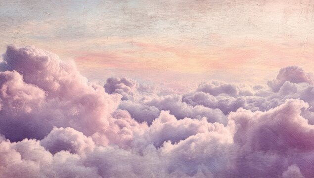 A dreamy landscape of fluffy pastel clouds filling the frame with a soft, ethereal glow - Powered by Adobe