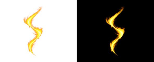 bright yellow flame tongues isolated on transparent background