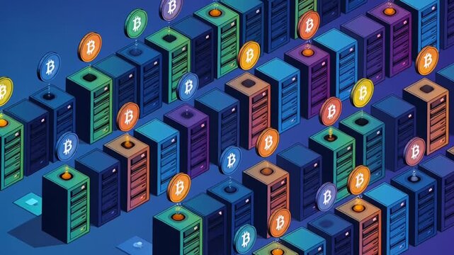 cryptocurrency mining servers bitcoin icons