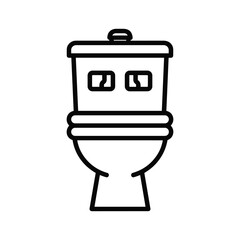 Toilet bowl and tank line art icon for restroom or bathroom design